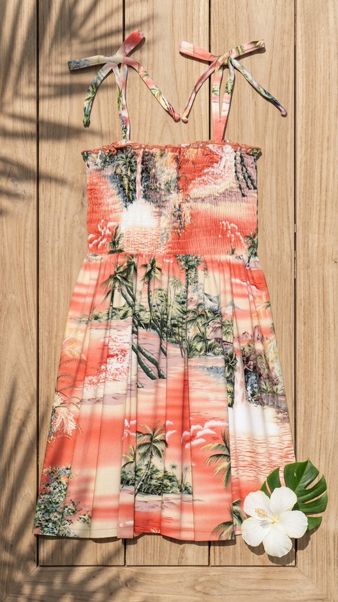 Paradise Island Surf Girl's Hawaiian Smocked Dress