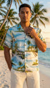 RJC Mens Paradise Island Surf Orange and Blue Rayon Shirt