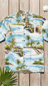 RJC Mens Paradise Island Surf Orange and Blue Rayon Shirt