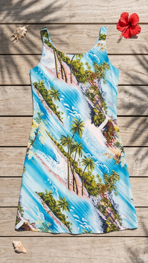 RJC Women's Paradise Island Surf Short Hawaiian Bias Cut Slip Dress