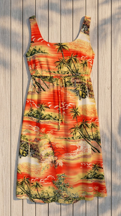 Paradise Island Surf Women's Empire Tie Front Hawaiian Dress (Generous Fit)