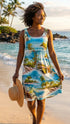 Paradise Island Surf Women's Empire Tie Front Hawaiian Dress (Generous Fit)