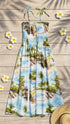 Women’s Smocked Tube Dress – Paradise Island Surf Print