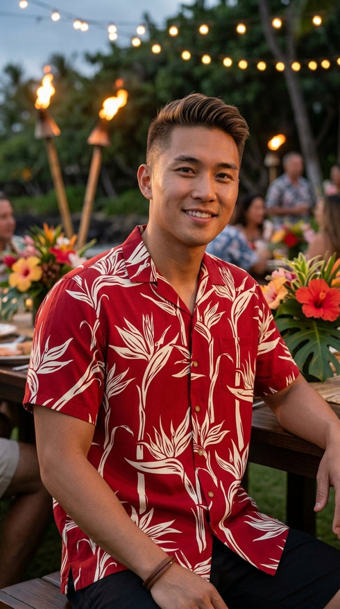 Paradise Found Men's Pareau Paradise Hawaiian Shirt, view 9 of 13
