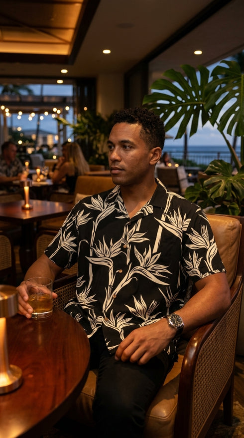 Paradise Found Men's Pareau Paradise Hawaiian Shirt, view 7 of 13