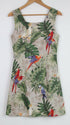 Women’s A-Line Dress – Parrot Monstera Print – Slimming Bodice