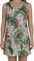 Women’s A-Line Dress – Parrot Monstera Print – Slimming Bodice