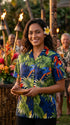 Parrot Monstera Women's Hawaiian Camp Shirt