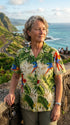 Parrot Monstera Women's Hawaiian Camp Shirt