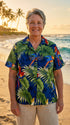 Parrot Monstera Women's Hawaiian Camp Shirt