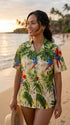 Parrot Monstera Women's Hawaiian Camp Shirt