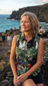 Parrots Monstera Women's Fitted Sleeveless Cotton Aloha Blouse