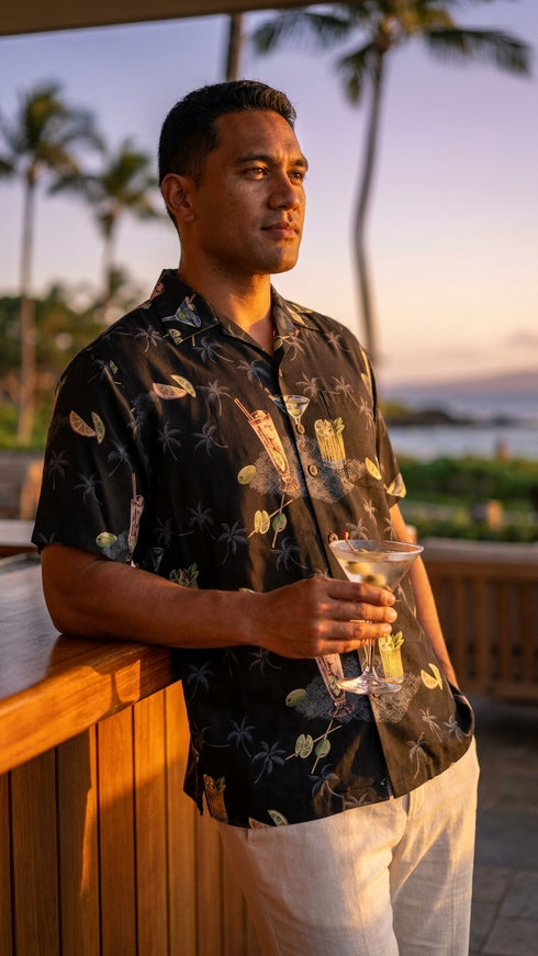 Paradise Found Men's Pau Hana Cocktail Silk Shirt