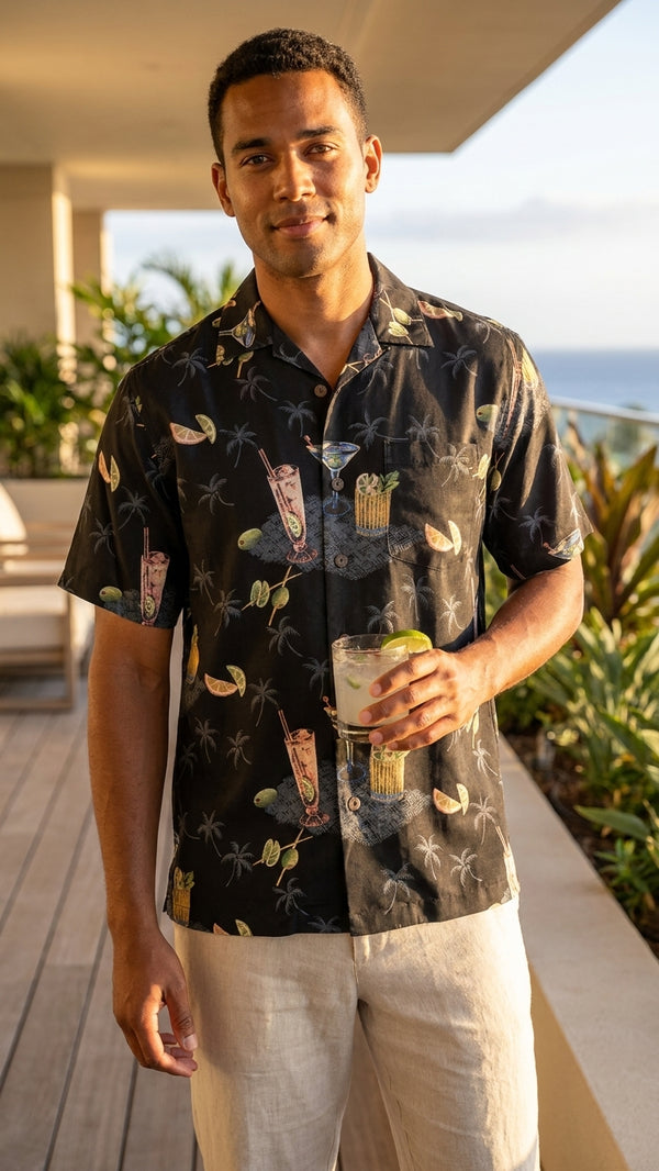 Paradise Found Men's Pau Hana Cocktail Silk Shirt