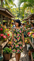 Pineapple Hibiscus Cotton Muu Muu Dress