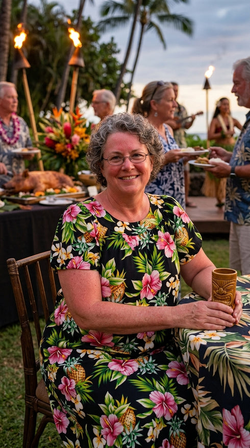 Pineapple Hibiscus Cotton Muu Muu Dress