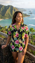Pineapple HIbiscus Women's Hawaiian Camp Shirt