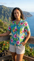 Pineapple HIbiscus Women's Hawaiian Camp Shirt