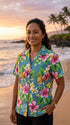 Pineapple HIbiscus Women's Hawaiian Camp Shirt