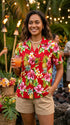 Pineapple HIbiscus Women's Hawaiian Camp Shirt