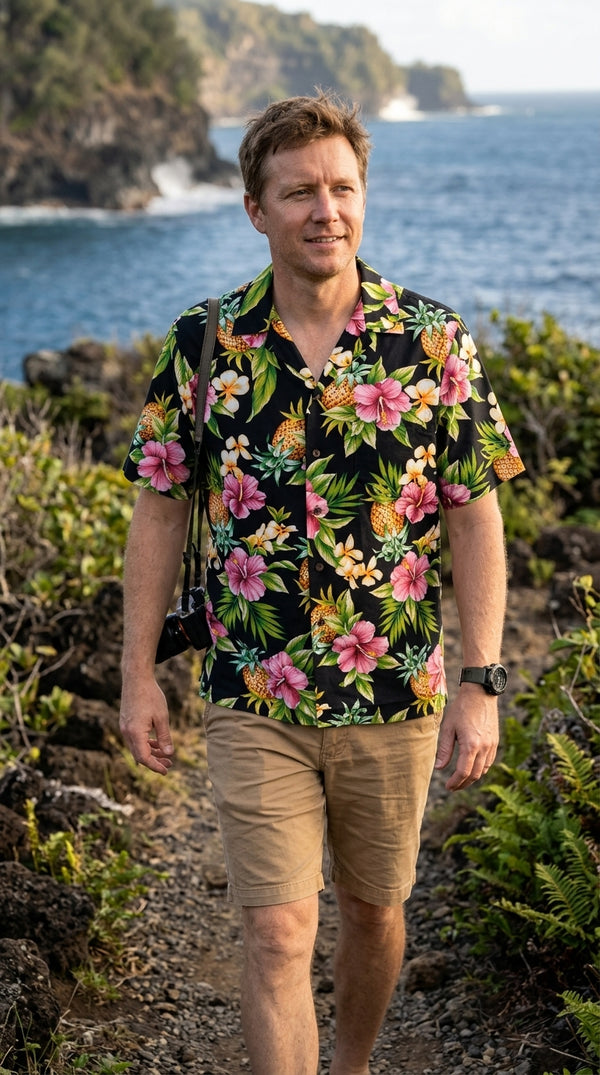 Pineapple Hibiscus Men's Hawaiian Shirt
