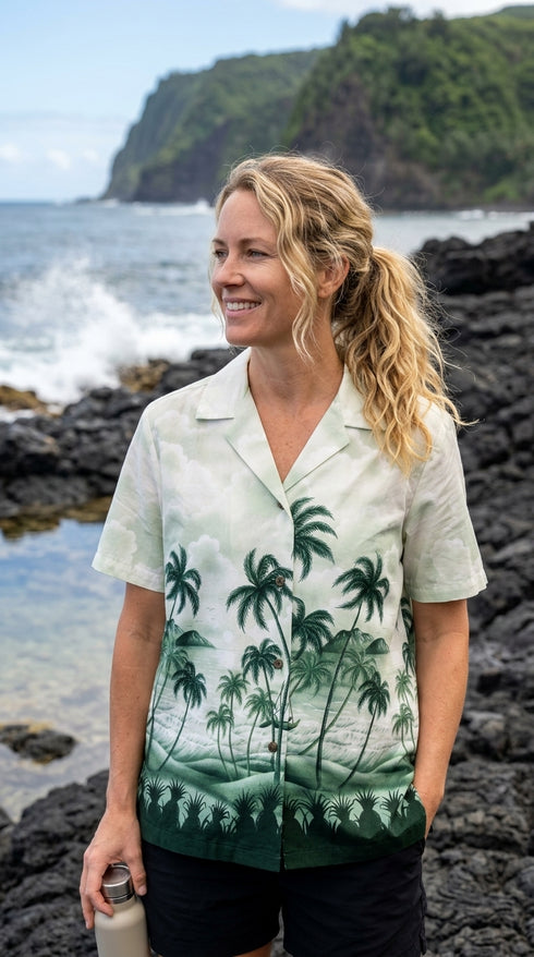Pineapples View Women's Hawaiian Camp Shirt