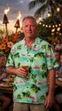 Pacific Legend Mens Pink Flamingo Paradise Shirt, additional view 3 of 5
