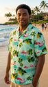 Pacific Legend Mens Pink Flamingo Paradise Shirt, additional view 4 of 5