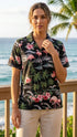 Pink Flamingo HIbiscus Women's Hawaiian Camp Shirt
