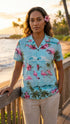 Pink Flamingo HIbiscus Women's Hawaiian Camp Shirt