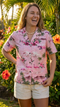 Pink Flamingo HIbiscus Women's Hawaiian Camp Shirt