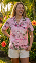 Pink Flamingo HIbiscus Women's Hawaiian Camp Shirt