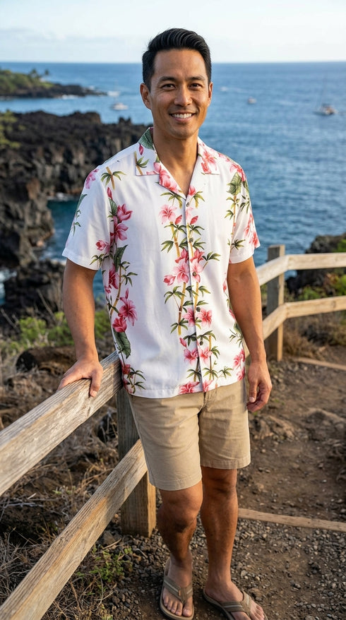 RJC Mens Plumeria Bamboo Rayon Shirt