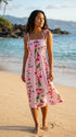 Women’s Smocked Tube Dress – Plumeria Bamboo Panel Print