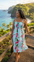 Women’s Smocked Tube Dress – Plumeria Bamboo Panel Print