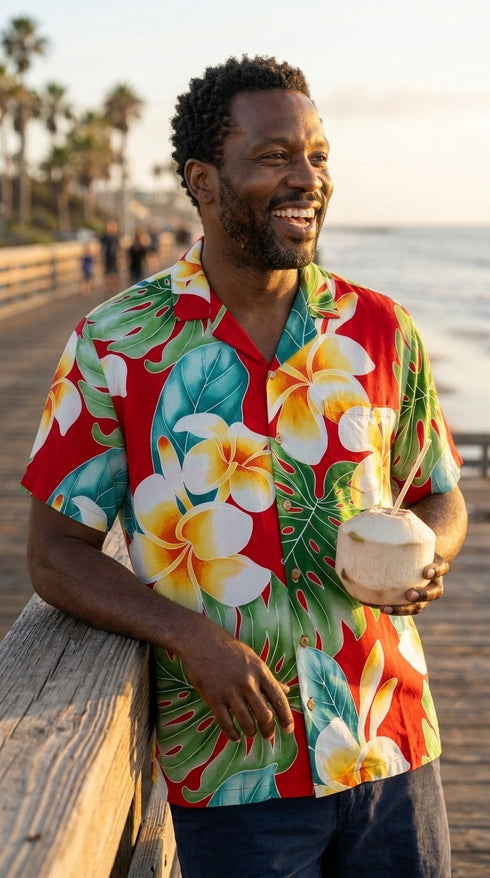 Paradise Found Men's Plumeria Beauty Hawaiian Shirt