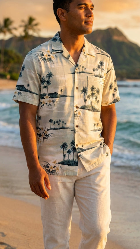 Plumeria Island Men's Hawaiian Shirt