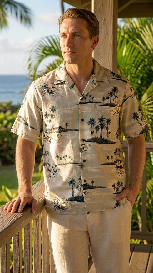 Plumeria Island Men's Hawaiian Shirt