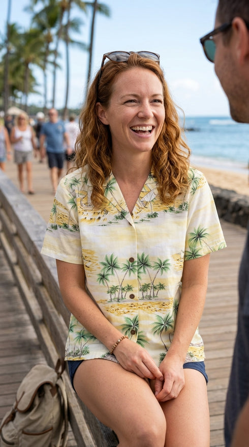 Polynesian Island Women's Hawaiian Camp Shirt