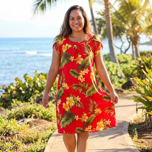 RJC Women's Tropical Summer Hibiscus Muumuu Dress