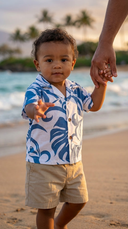 Delicate Tropical Hawaiian Aloha Boys 2pc Cabana Set