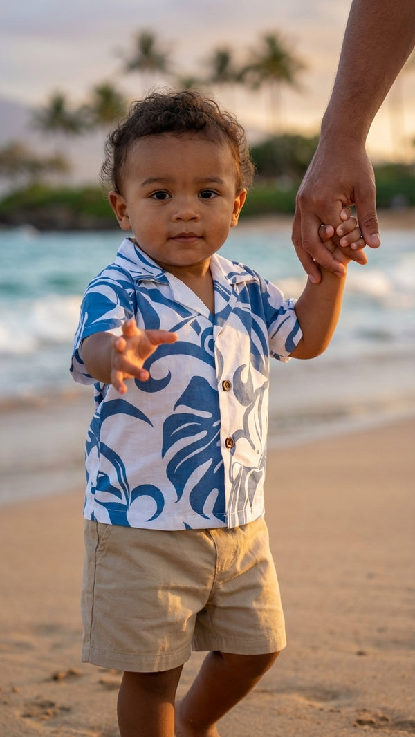 Delicate Tropical Hawaiian Aloha Boys 2pc Cabana Set