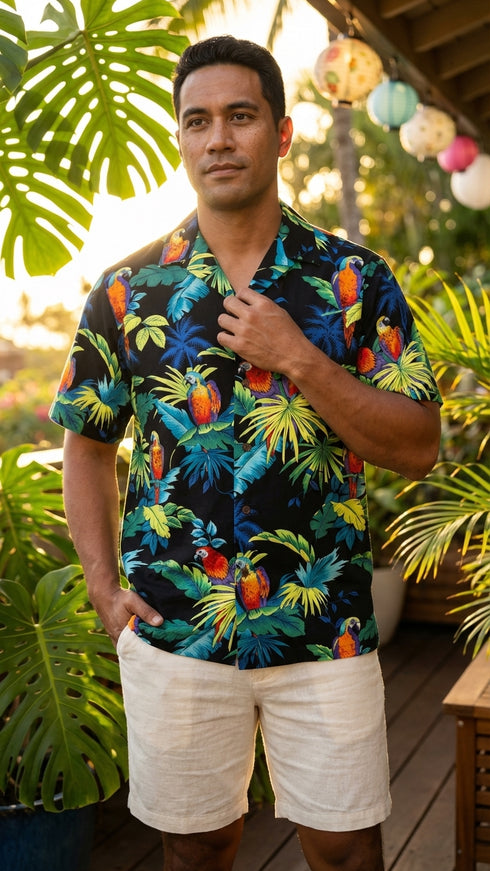 Jungle Parrot Men's Hawaiian Shirt
