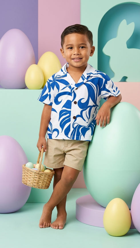 Delicate Tropical Hawaiian Aloha Boys 2pc Cabana Set