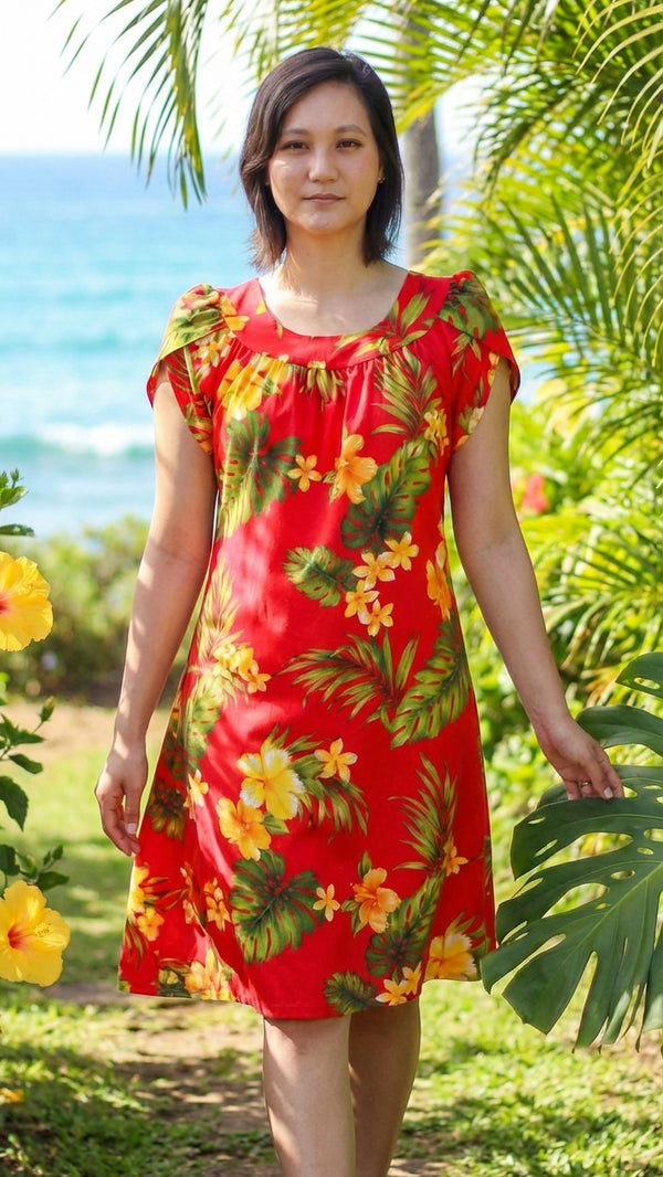 RJC Women's Tropical Summer Hibiscus Muumuu Dress