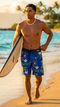 Hawaiian Island Creations (HIC) 19" Suck Em Up 8 Way Stretch Mens Board Shorts