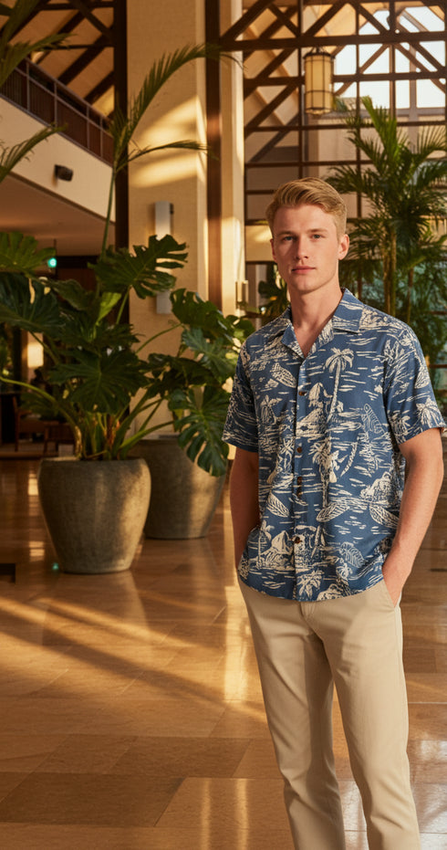Woodcut Hawaiian Men's Hawaiian Shirt