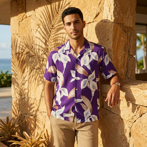 Paradise Found Men's Tom Selleck Magnum PI Calla Lily Hawaiian Shirt