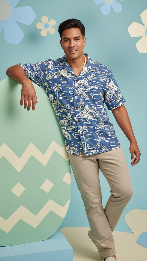 Woodcut Hawaiian Men's Hawaiian Shirt