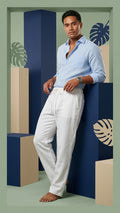 Mens White Linen Rayon Drawstring Pants Sizes S-2X